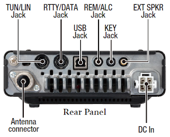 Vista posterior transceiver multibanda radioafición Yaesu FT-891