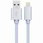 Cable USB a lightning 8 pins (càrrega y transferencia) metal plata 1m BIWOND 51931