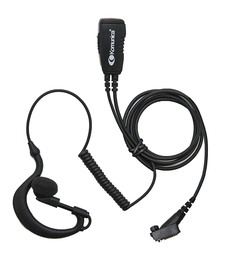 KOMUNICA PWR-GES-TPH900 Microauricular pinganillo para walkies Airbus TPH900 con cable rizado y PTT de solapa