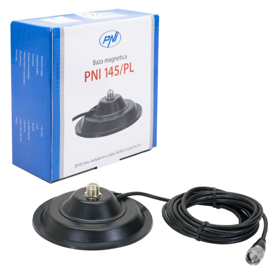 PNI 145PL Base magnètica d'alt magnetisme - 145 mm per antenes amb connector PL