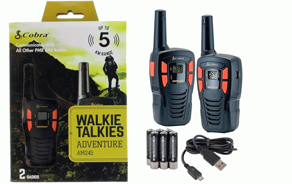 Cobra AM245 parella de walkies PMR 446 ús lliure color negre