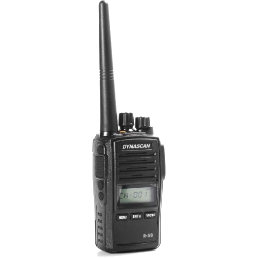Dynascan R-58 Walkie profesional PMR-446 uso libre, sin licencia. Display alfanumérico