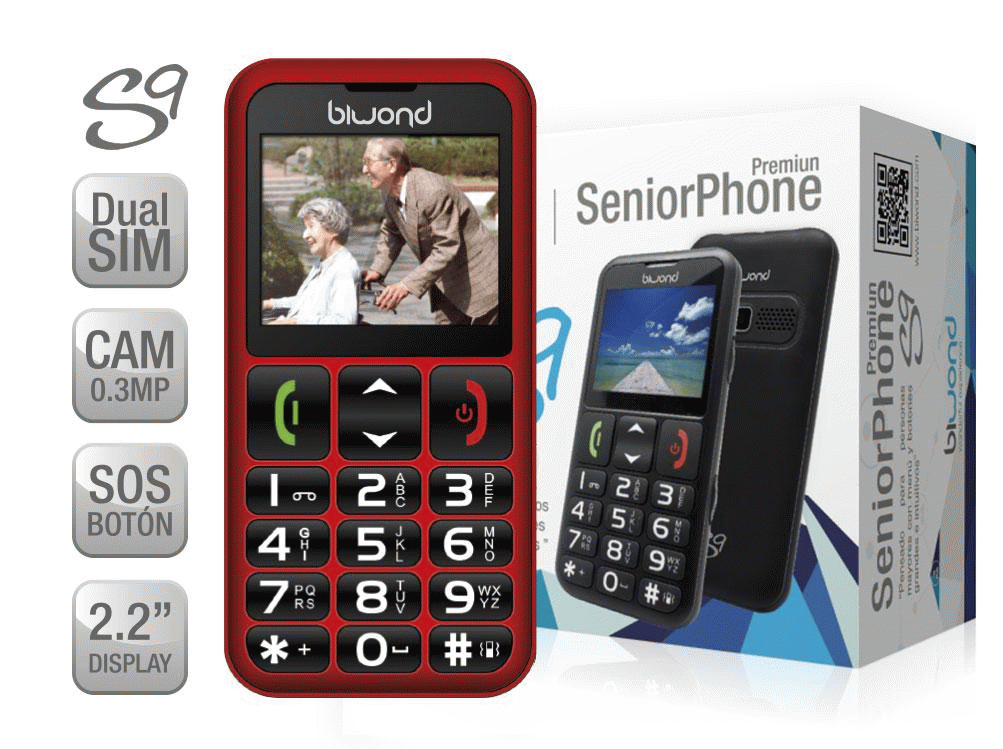 Teléfono BIWOND s9 dual SIM seniorphone rojo 51263
