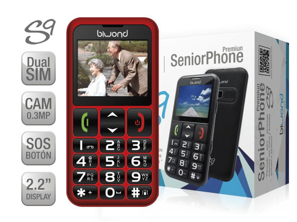 Teléfono BIWOND s9 dual SIM seniorphone vermell 51263