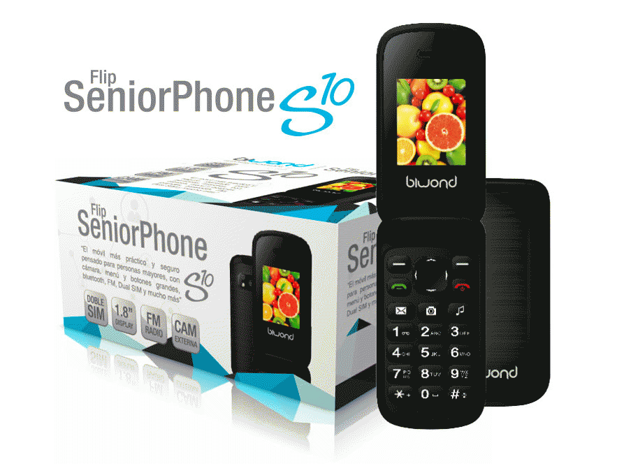Telfono BIWOND s10 dual SIM seniorphone negre 51618