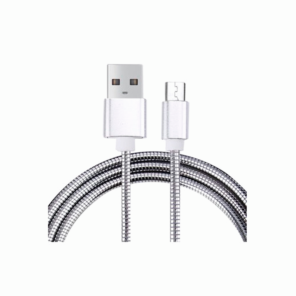 Cable USB a micro USB 5 pins (càrrega y transferencia) metal plata 1m BIWOND 51930