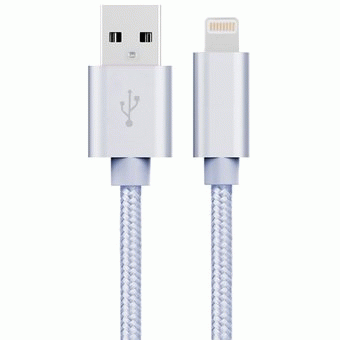 Cable USB a lightning 8 pins (càrrega y transferencia) metal plata 1m BIWOND 51931