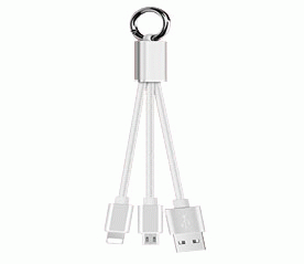 Cable USB a micro USB+lightning 8 pins anilla metal 15cm BIWOND 51942