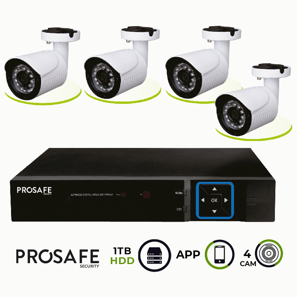 Kit seguretat grabador vdeo digital 4 càmeres 4ch dvr6404 prosafe 54360