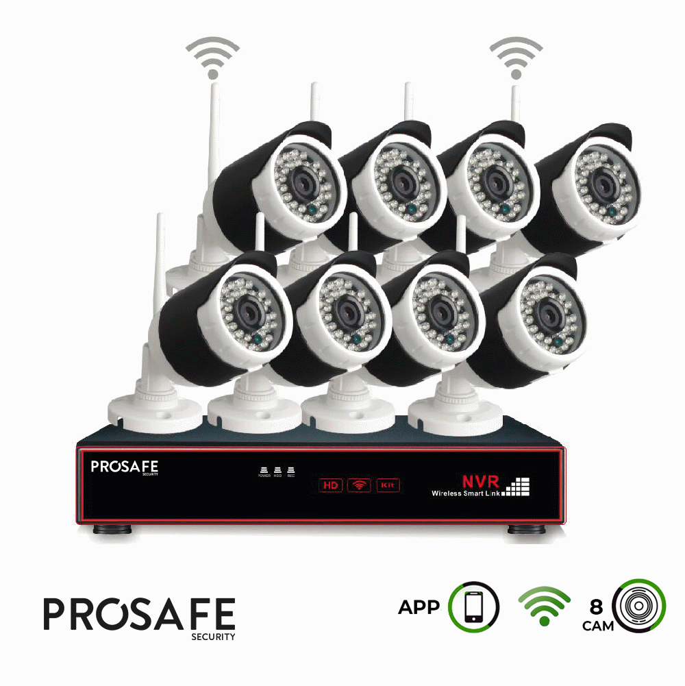 Kit seguridad grabador + 1TB HDD vdeo inalmbrico 8 cmaras 8ch WIFI nvr prosafe 54652