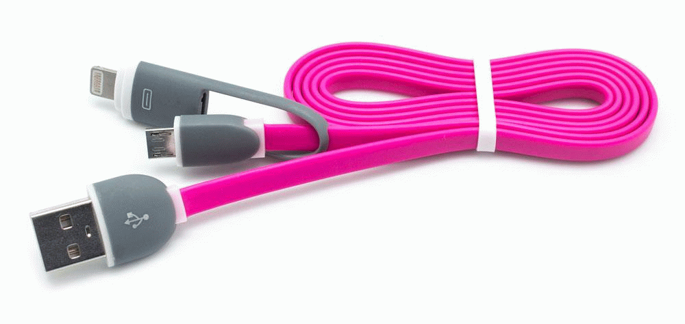 Cable pla USB a micro USB + lightning fucsia 800980