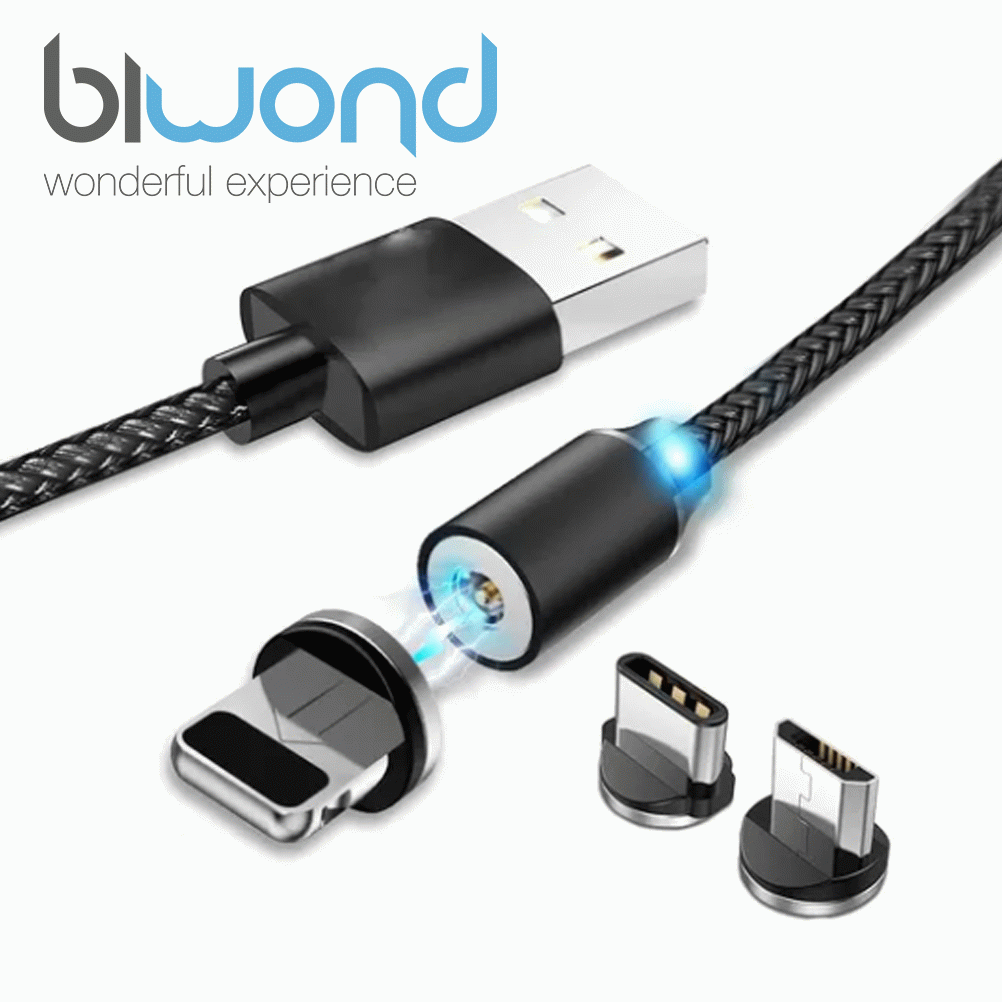 Cable USB magntico tipo c + lightning + micro USB BIWOND BW0088