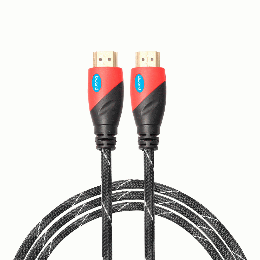 Cable HDMI mallado v.1.4 m/m 30AWG rojo/negro 2.5m BIWOND HD025