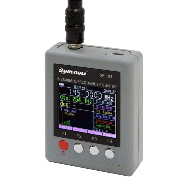 Surecom SF-103 frecuencímetro digital 2 a 2800 MHz, decodificador CTCSS y DCS