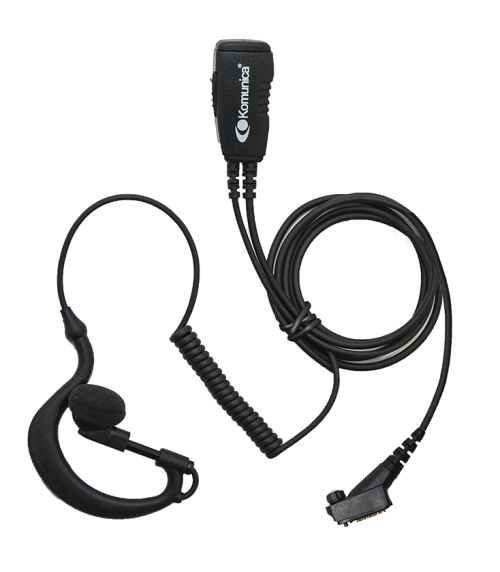 KOMUNICA PWR-GES-TPH900 Microauricular pinganillo para walkies Airbus TPH900 con cable rizado y PTT de solapa