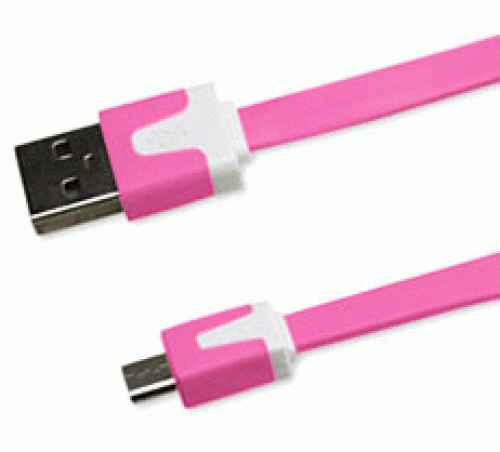 Cable plano micro USB 1m rosa 51014