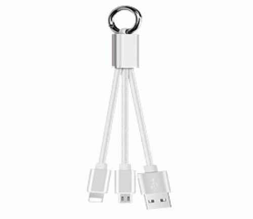 Cable USB a micro USB+lightning 8 pines anilla metal 15cm BIWOND 51942