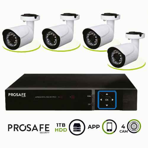 Kit seguridad grabador vídeo digital 4 cámaras 4ch dvr6404 prosafe 54360