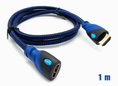 Cable HDMI mallado v.1.4 m/h 30AWG azul/negro 1m BIWOND 800934