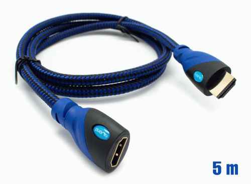 Cable HDMI mallado v.1.4 m/h 30AWG azul/negro 5m BIWOND 800937