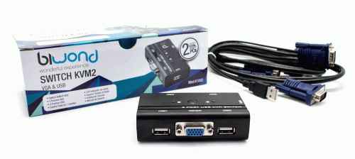 Conmutador kvm2 USB/VGA switch 2 puertos + cable BIWOND 800970