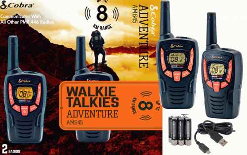 Cobra AM645 pareja de walkies PMR 446 uso libre color negro alcance 8 km