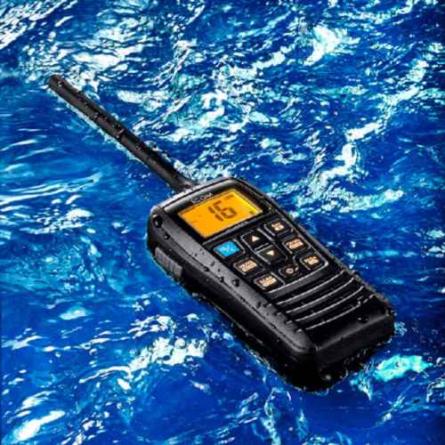 Icom IC-M37E - Walkie VHF Marino de 6 W con flotación y luz de flash