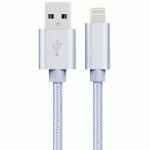 Cable USB a lightning 8 pines (carga y transferencia) metal plata 1m BIWOND 51931