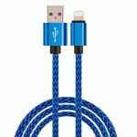 Cable USB a lightning 8 pines (carga y transferencia) metal azul 1m BIWOND 51940