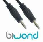 Cable audio estereo jack 3.5mm 0.3m BIWOND 800855