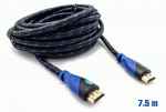 Cable HDMI mallado v.1.4 m/m 30AWG azul/negro 7.5m BIWOND 800942