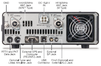 Vista posterior transceiver multibanda radioafición Yaesu FT-991A