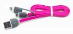 Cable plano USB a micro USB + lightning fucsia 800980